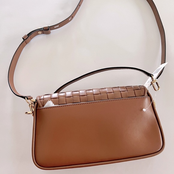 New MICHAEL KORS Bradshaw Small Woven Shoulder handBag Brown, purse, bag - Picture 12 of 13